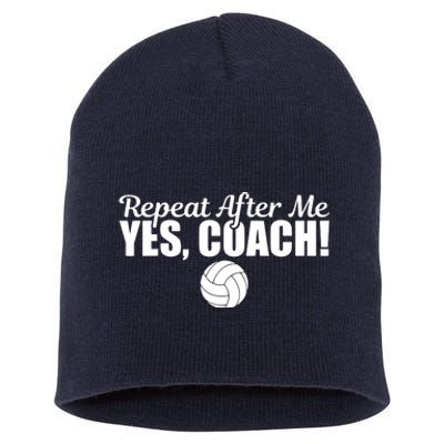 Repeat After Me Yes Coach Funny Sports Volleyball Short Acrylic Beanie