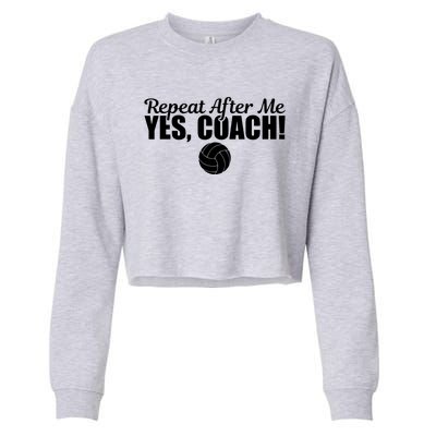 Repeat After Me Yes Coach Funny Sports Volleyball Cropped Pullover Crew