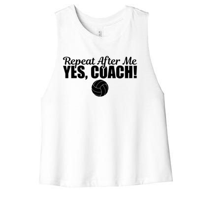 Repeat After Me Yes Coach Funny Sports Volleyball Women's Racerback Cropped Tank