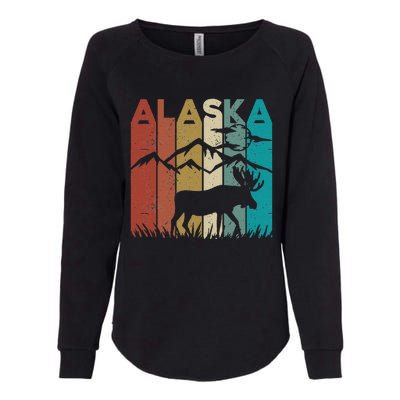 Retro Alaska Moose Vintage Vacation Trip Alaskan Landscape Womens California Wash Sweatshirt