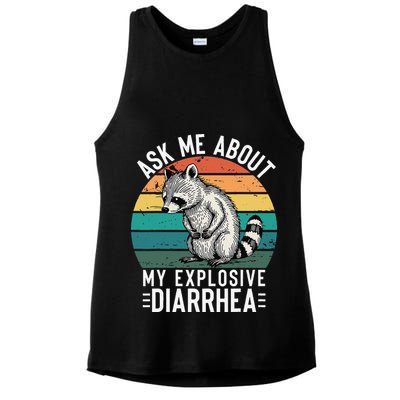 Retro Ask Me About My Explosive Diarrhea Funny Racoon Ladies PosiCharge Tri-Blend Wicking Tank