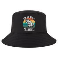 Retro Ask Me About My Explosive Diarrhea Funny Racoon Cool Comfort Performance Bucket Hat