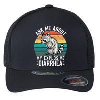 Retro Ask Me About My Explosive Diarrhea Funny Racoon Flexfit Unipanel Trucker Cap