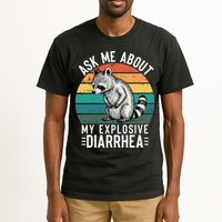 Retro Ask Me About My Explosive Diarrhea Funny Racoon Tall T-Shirt