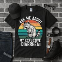 Retro Ask Me About My Explosive Diarrhea Funny Racoon Tall T-Shirt