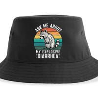 Retro Ask Me About My Explosive Diarrhea Funny Racoon Sustainable Bucket Hat