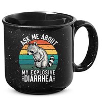 Retro Ask Me About My Explosive Diarrhea Funny Racoon 15oz Campfire Ceramic Mug