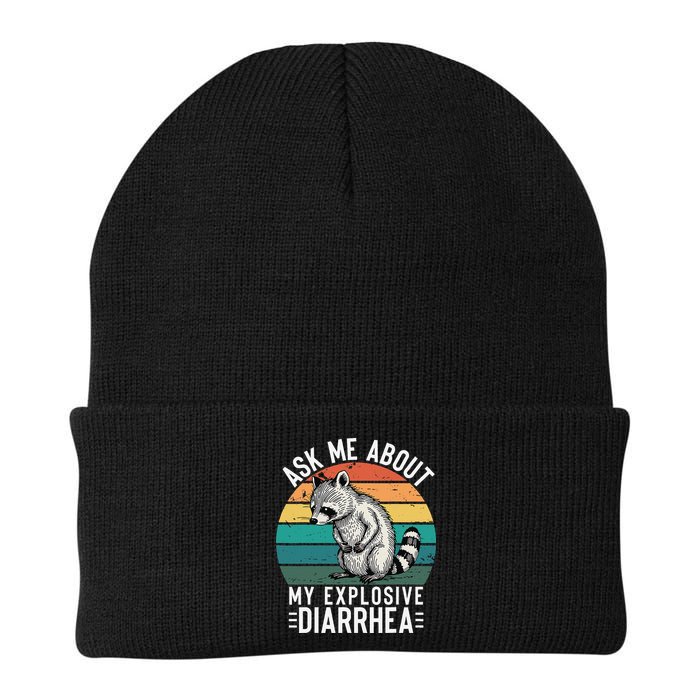 Retro Ask Me About My Explosive Diarrhea Funny Racoon Beanie