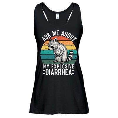 Retro Ask Me About My Explosive Diarrhea Funny Racoon Ladies Essential Flowy Tank