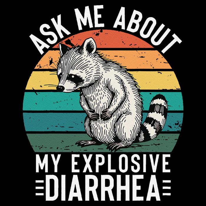 Retro Ask Me About My Explosive Diarrhea Funny Racoon Flat Bill Trucker Hat