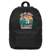 Retro Ask Me About My Explosive Diarrhea Funny Racoon 16 in Basic Backpack
