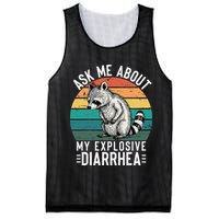 Retro Ask Me About My Explosive Diarrhea Funny Racoon Mesh Reversible Basketball Jersey Tank