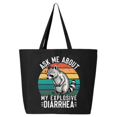 Retro Ask Me About My Explosive Diarrhea Funny Racoon 25L Jumbo Tote