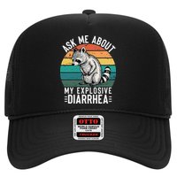 Retro Ask Me About My Explosive Diarrhea Funny Racoon Hat