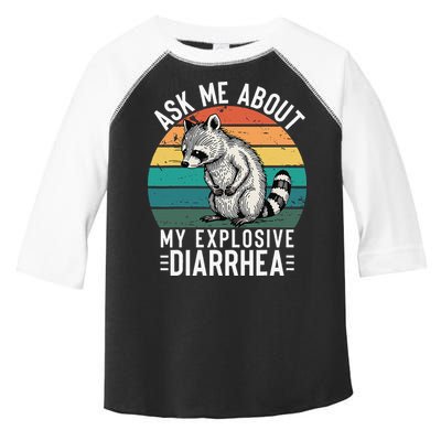 Retro Ask Me About My Explosive Diarrhea Funny Racoon Toddler Fine Jersey T-Shirt