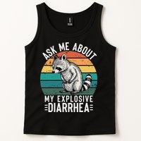 Retro Ask Me About My Explosive Diarrhea Funny Racoon Tank Top