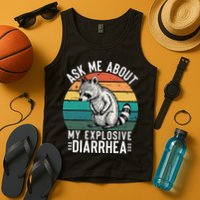 Retro Ask Me About My Explosive Diarrhea Funny Racoon Tank Top