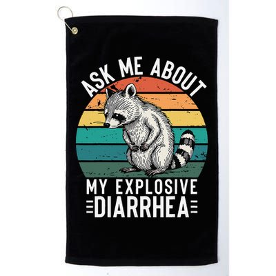 Retro Ask Me About My Explosive Diarrhea Funny Racoon Golf Towel