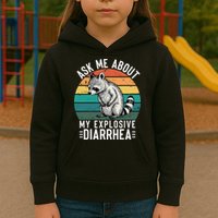 Retro Ask Me About My Explosive Diarrhea Funny Racoon Kids Hoodie