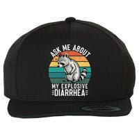 Retro Ask Me About My Explosive Diarrhea Funny Racoon Wool Snapback Cap