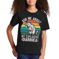 Retro Ask Me About My Explosive Diarrhea Funny Racoon Kids T-Shirt
