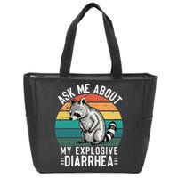 Retro Ask Me About My Explosive Diarrhea Funny Racoon Zip Tote Bag
