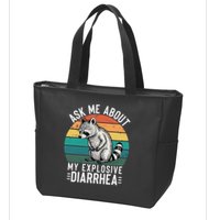 Retro Ask Me About My Explosive Diarrhea Funny Racoon Zip Tote Bag