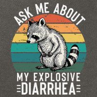Retro Ask Me About My Explosive Diarrhea Funny Racoon Cotton Canvas Backpack