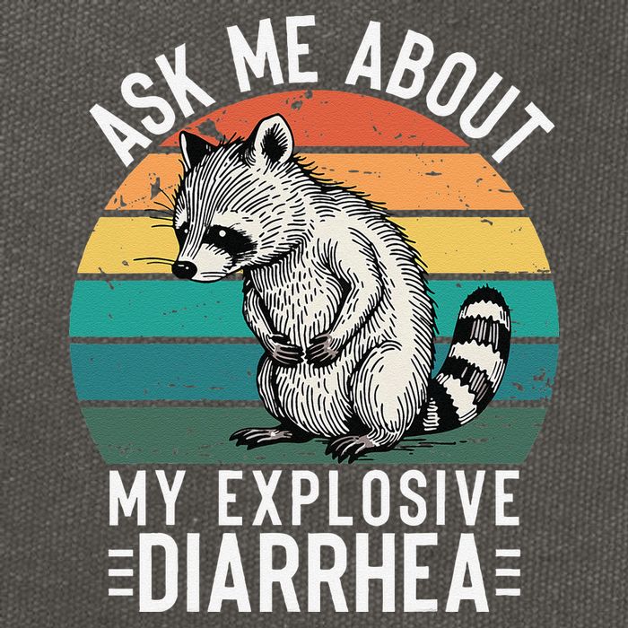 Retro Ask Me About My Explosive Diarrhea Funny Racoon Cotton Canvas Backpack