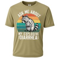 Retro Ask Me About My Explosive Diarrhea Funny Racoon Cooling Performance Crew T-Shirt
