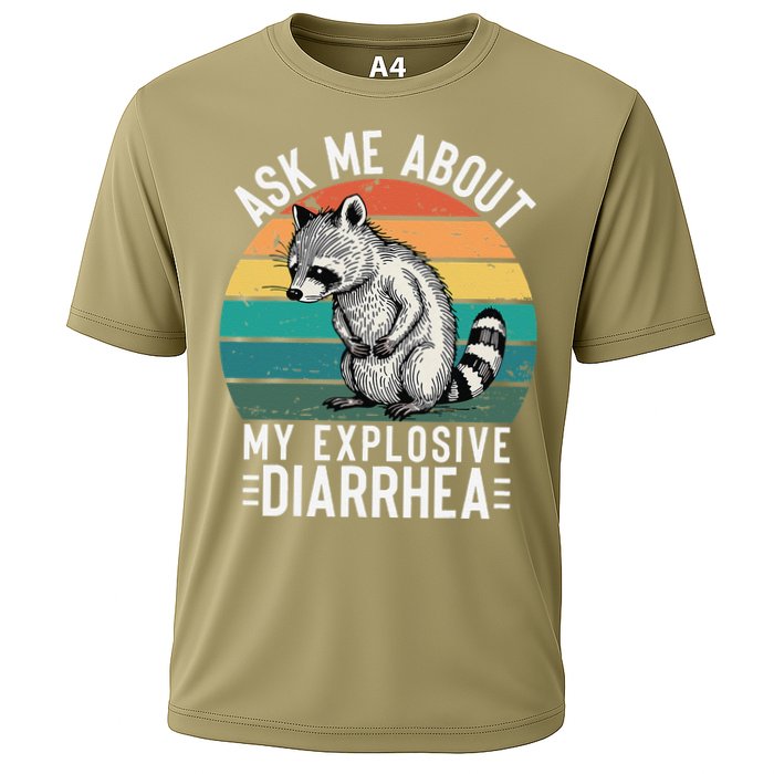 Retro Ask Me About My Explosive Diarrhea Funny Racoon Cooling Performance Crew T-Shirt