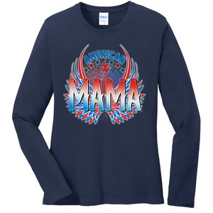 Rocker American Mama Ladies Long Sleeve Shirt