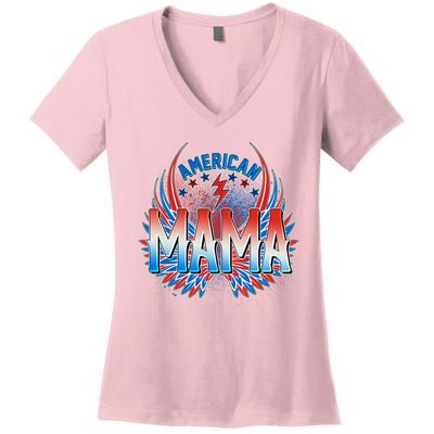 Rocker American Mama Women's V-Neck T-Shirt