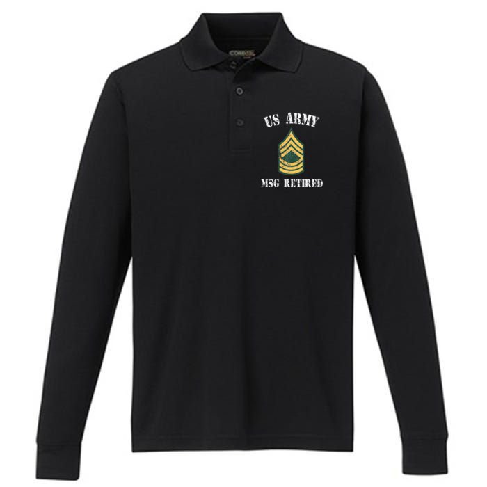 Retired Army Master Sergeant Military Veteran Performance Long Sleeve Polo