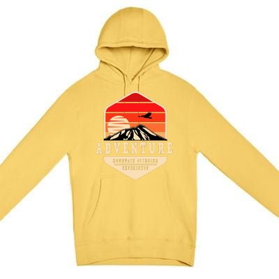 Retro Adventure Mountain Premium Pullover Hoodie