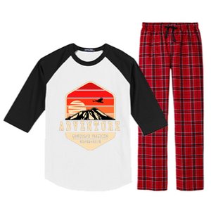 Retro Adventure Mountain Raglan Sleeve Pajama Set