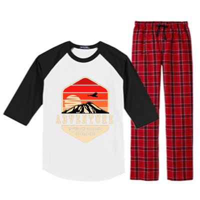 Retro Adventure Mountain Raglan Sleeve Pajama Set