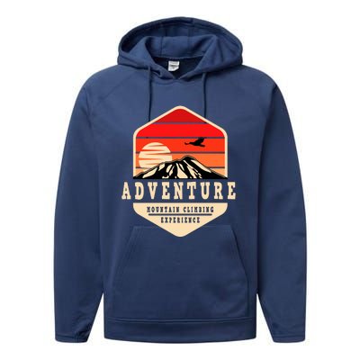 Retro Adventure Mountain Performance Fleece Hoodie