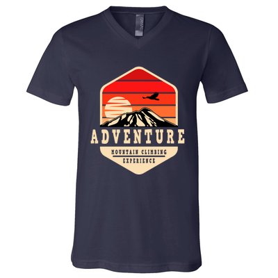 Retro Adventure Mountain V-Neck T-Shirt