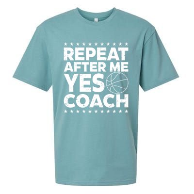 Repeat After Me Yes Coach Basketball Funny Sport Coaching Gift Sueded Cloud Jersey T-Shirt