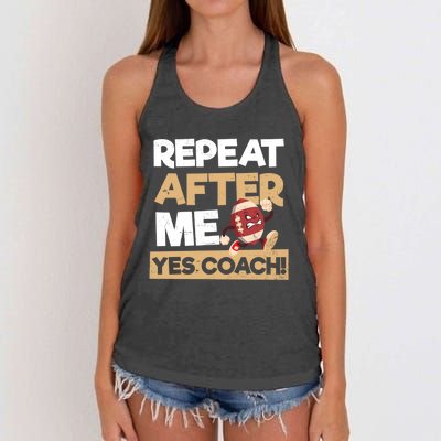 Repeat After Me Yes Coach Design Football Coach Gift Women's Knotted Racerback Tank