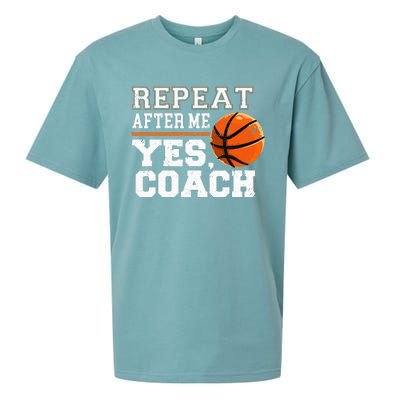 Repeat After Me Yes Coach Basketball Trainer Coaching Sueded Cloud Jersey T-Shirt