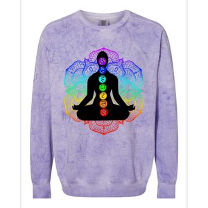 Reiki And Meditation New Age Yoga Lotus Flower Rainbow Gift Colorblast Crewneck Sweatshirt