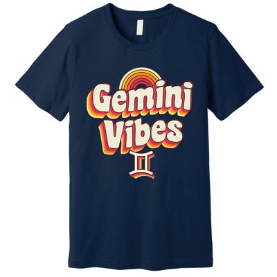 Retro Astrology May Or June Birthday Zodiac Sign Gemini Premium T-Shirt