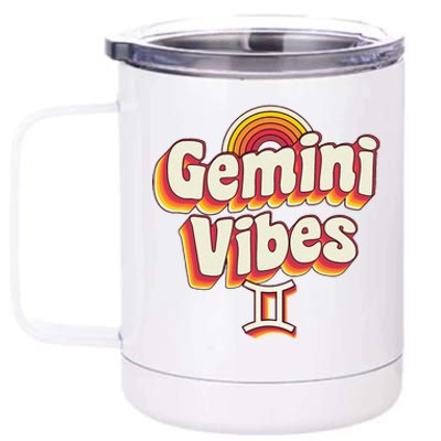 Retro Astrology May Or June Birthday Zodiac Sign Gemini 12 oz Stainless Steel Tumbler Cup