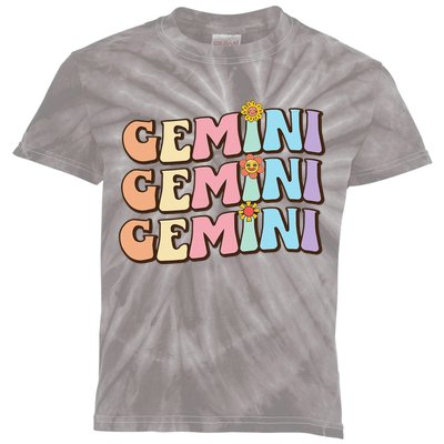 Retro Astrology May or June birthday Zodiac sign Gemini Kids Tie-Dye T-Shirt