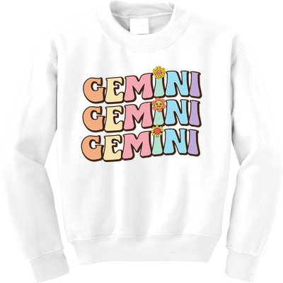 Retro Astrology May or June birthday Zodiac sign Gemini Kids Sweatshirt