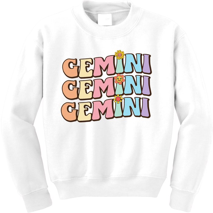 Retro Astrology May or June birthday Zodiac sign Gemini Kids Sweatshirt