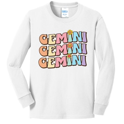 Retro Astrology May or June birthday Zodiac sign Gemini Kids Long Sleeve Shirt