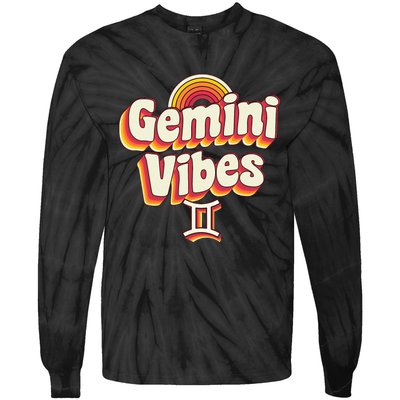 Retro Astrology May or June birthday Zodiac sign Gemini Tie-Dye Long Sleeve Shirt